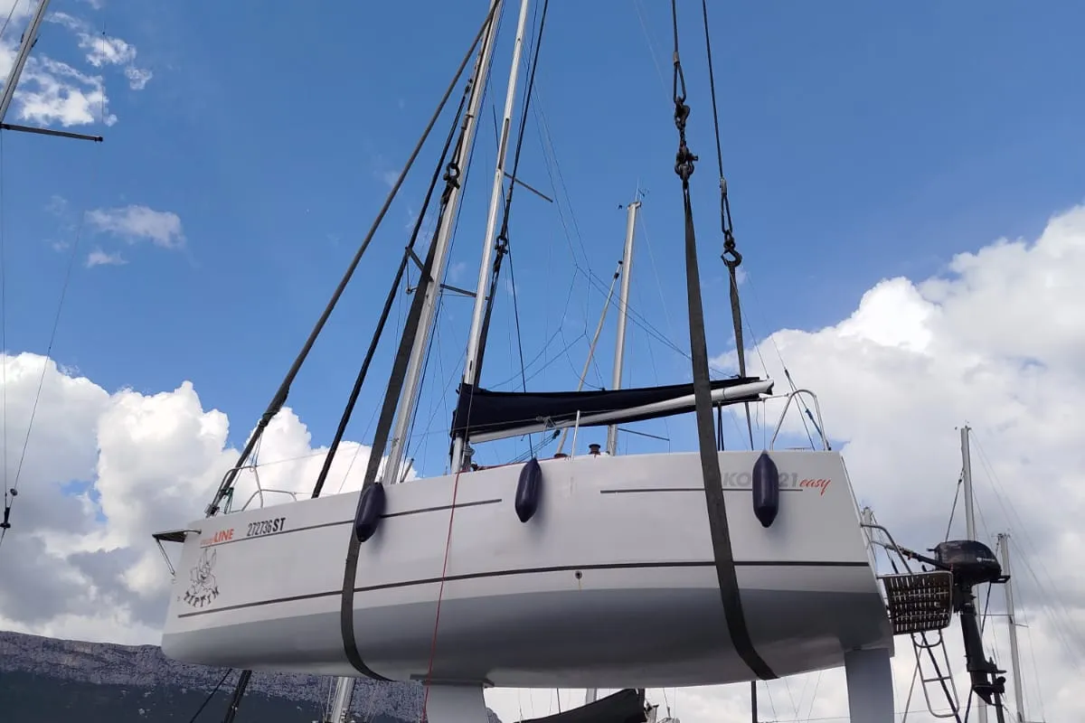 Exterior view of Tiptih, a Viko S 21 sailboat at Split, Croatia