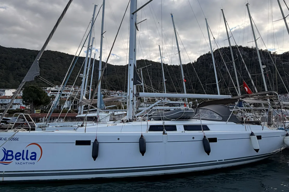Exterior view of Hanse 415, a sailboat at Fethiye, Turkey