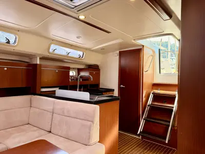 Galley of Hanse 415, a sailboat at Fethiye, Turkey