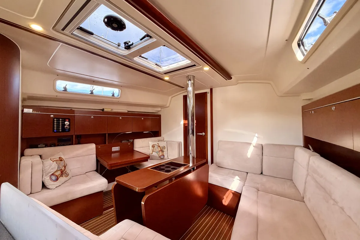 Salon of Hanse 415, a sailboat at Fethiye, Turkey