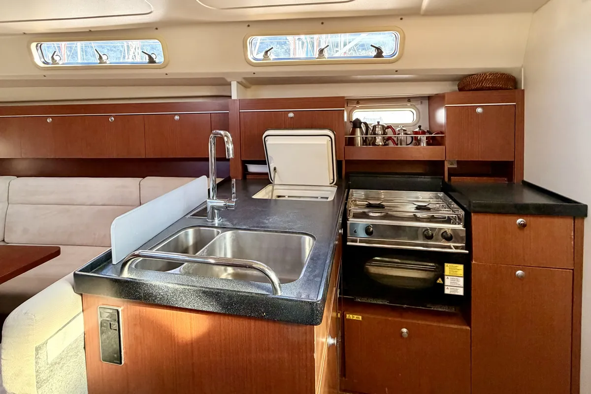 Galley of Hanse 415, a sailboat at Fethiye, Turkey