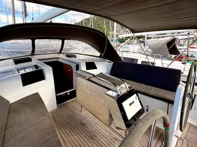 Cockpit of Hanse 415, a sailboat at Fethiye, Turkey