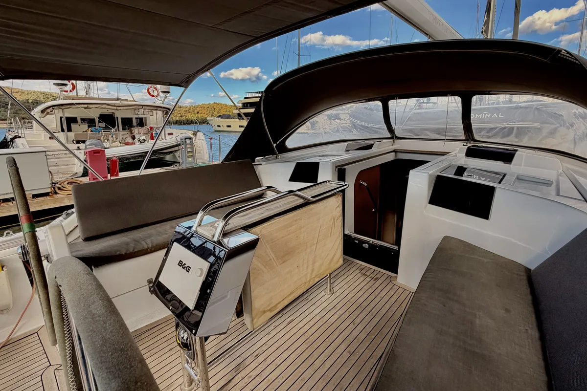 Cockpit of Hanse 415, a sailboat at Fethiye, Turkey