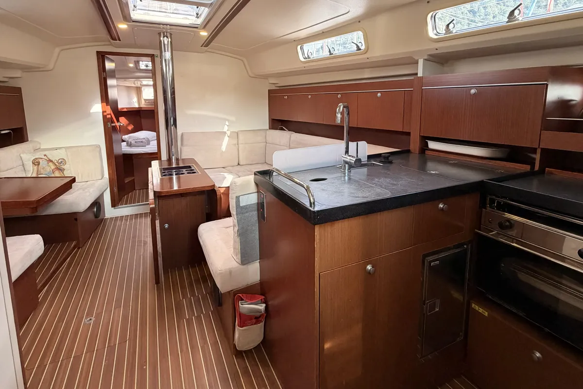 Salon of Hanse 415, a sailboat at Fethiye, Turkey