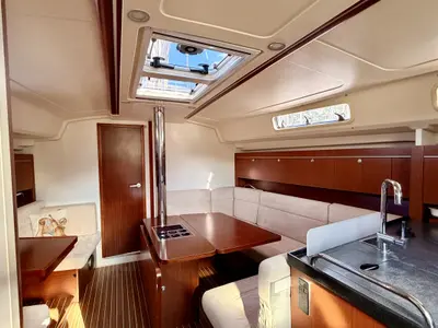 Salon of Hanse 415, a sailboat at Fethiye, Turkey