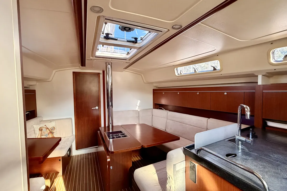 Salon of Hanse 415, a sailboat at Fethiye, Turkey
