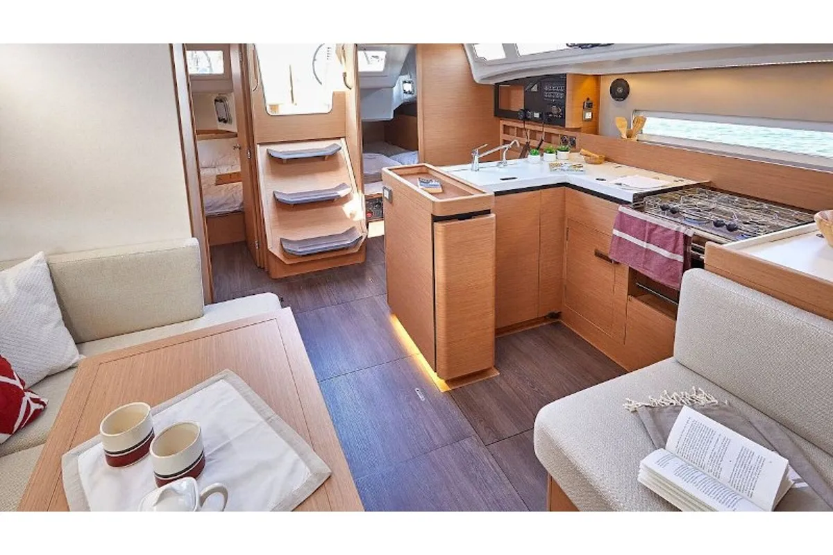 Salon of Jeanneau Sun Odyssey 410, a sailboat at Road Town, British Virgin Islands