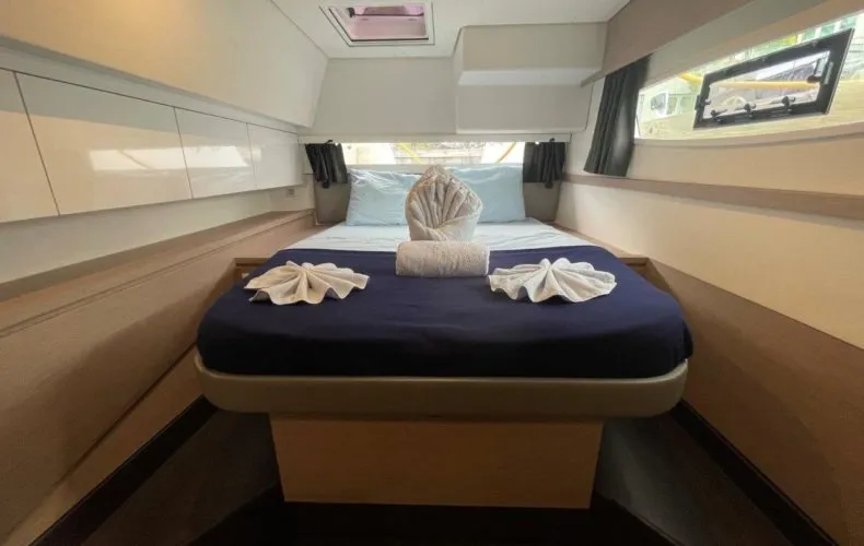 Cabin on Soleil Rae, a Fountaine Pajot Saba 50 catamaran at Road Town, British Virgin Islands
