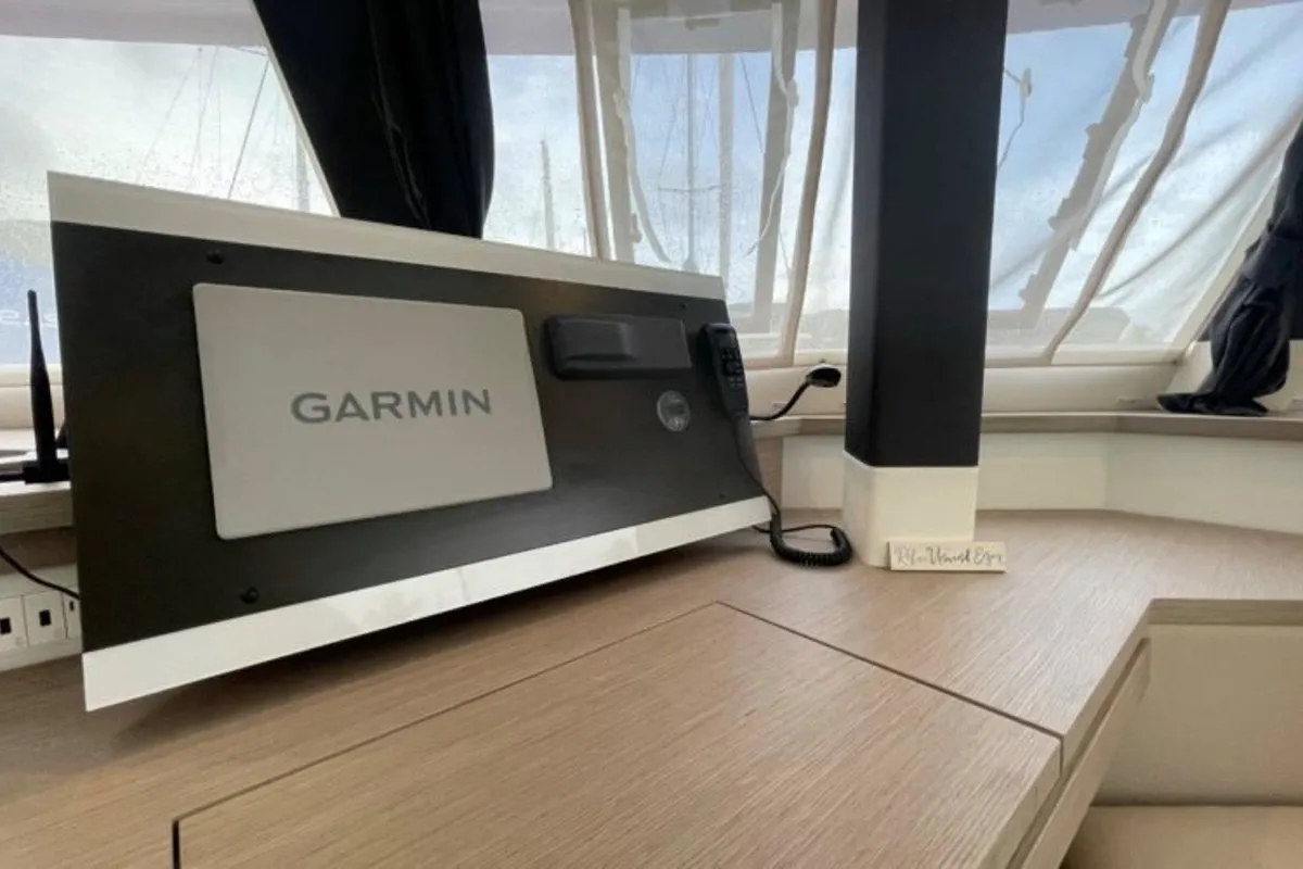 Cockpit of Soleil Rae, a Fountaine Pajot Saba 50 catamaran at Road Town, British Virgin Islands