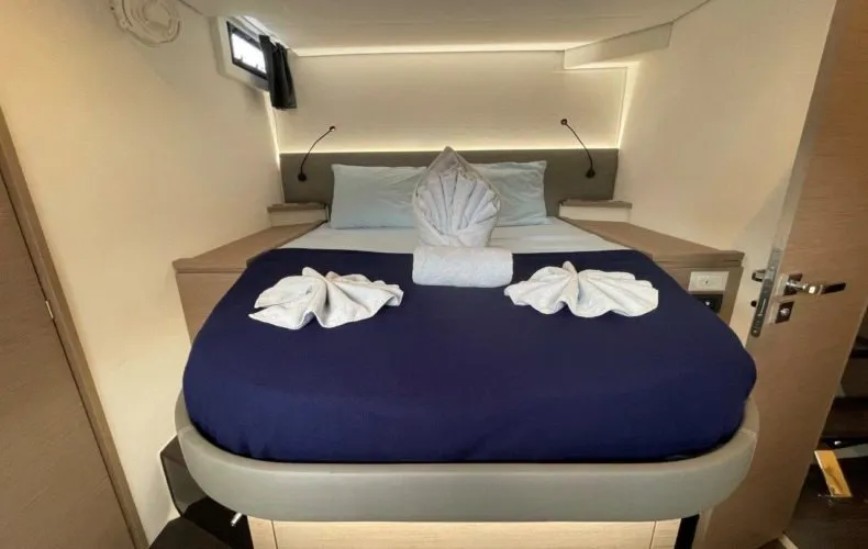 Cabin on Soleil Rae, a Fountaine Pajot Saba 50 catamaran at Road Town, British Virgin Islands