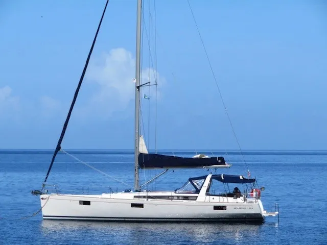 Exterior view of Spirit of Adventure, a Beneteau 48 sailboat at Road Town, British Virgin Islands