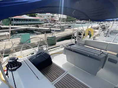 Cockpit of Spirit of Adventure, a Beneteau 48 sailboat at Road Town, British Virgin Islands