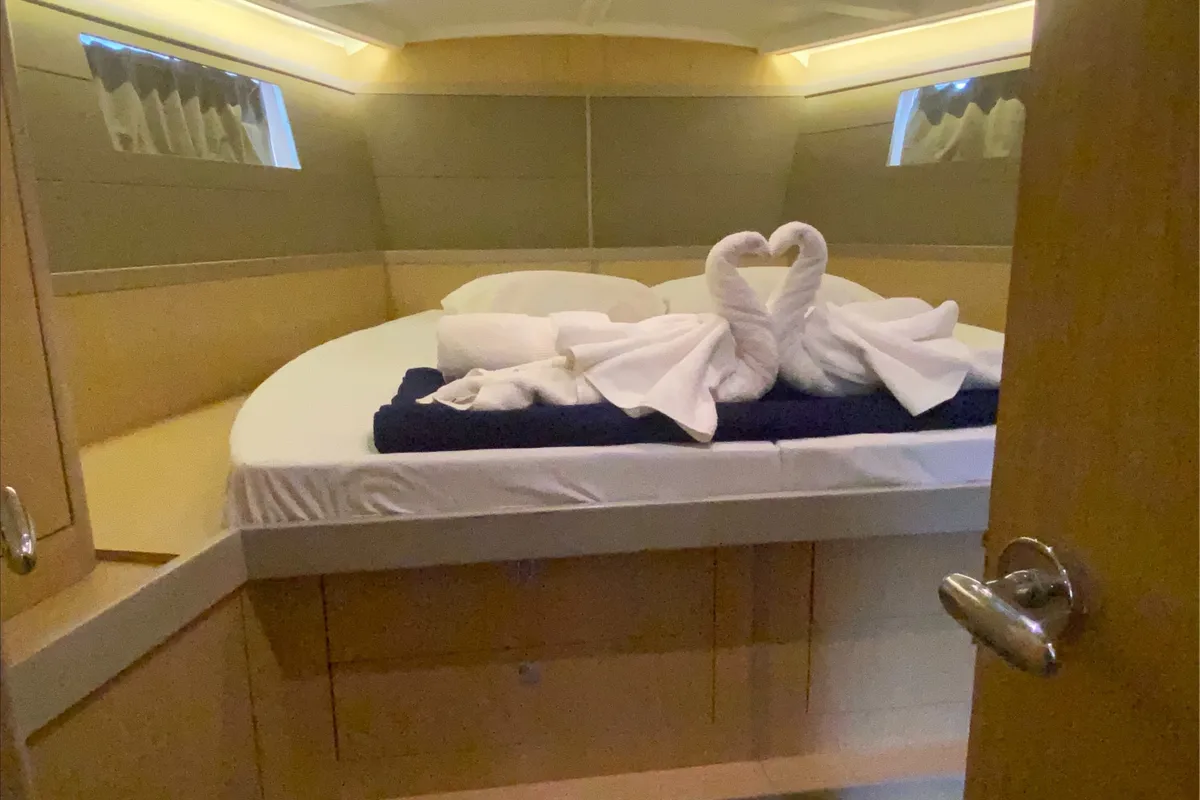 Cabin on Spirit of Adventure, a Beneteau 48 sailboat at Road Town, British Virgin Islands