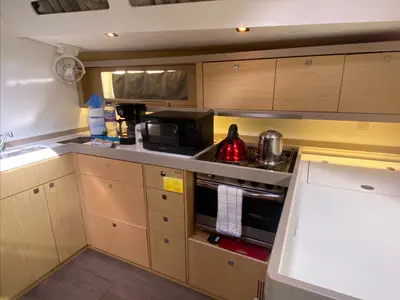 Galley of Spirit of Adventure, a Beneteau 48 sailboat at Road Town, British Virgin Islands
