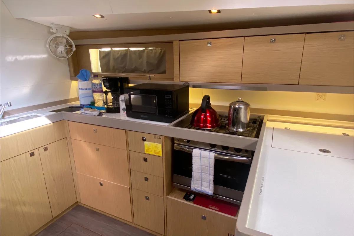 Galley of Spirit of Adventure, a Beneteau 48 sailboat at Road Town, British Virgin Islands