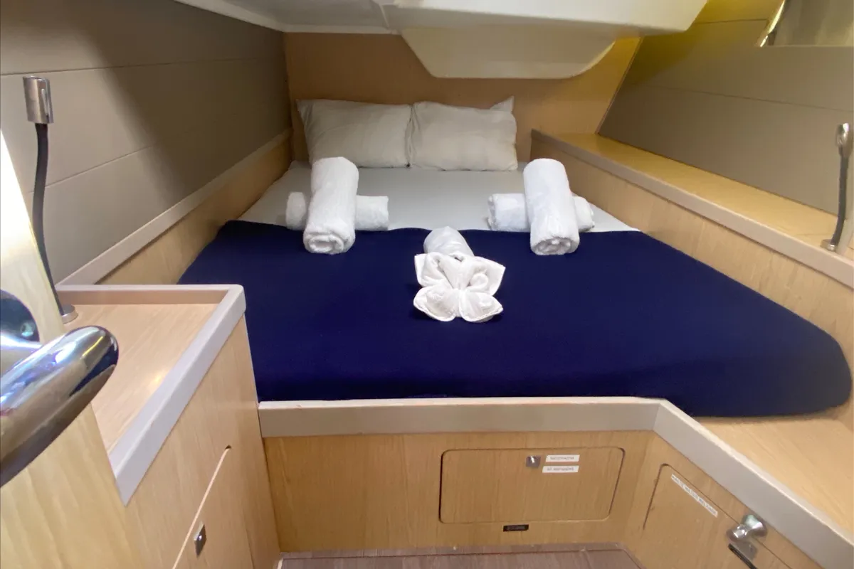 Cabin on Spirit of Adventure, a Beneteau 48 sailboat at Road Town, British Virgin Islands