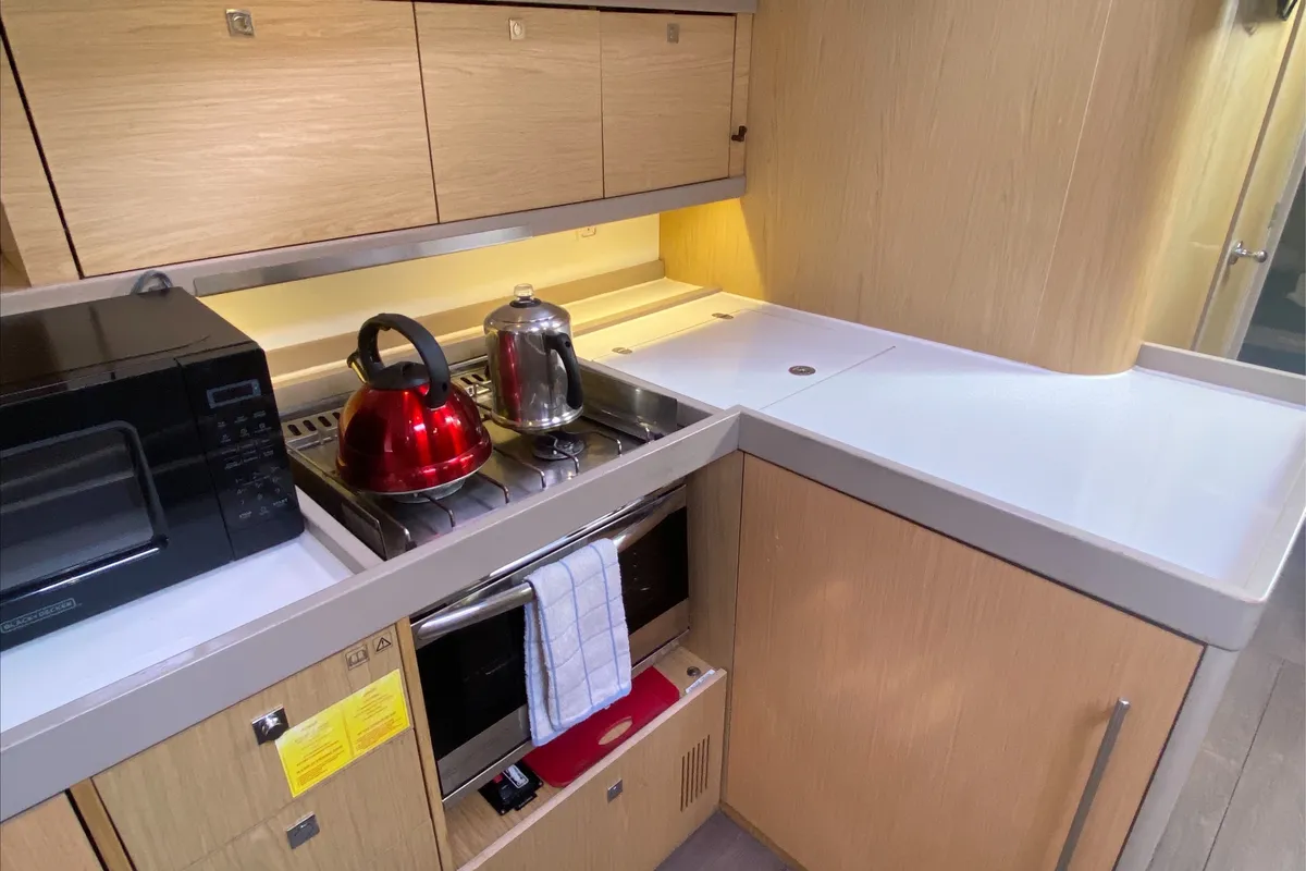 Galley of Spirit of Adventure, a Beneteau 48 sailboat at Road Town, British Virgin Islands