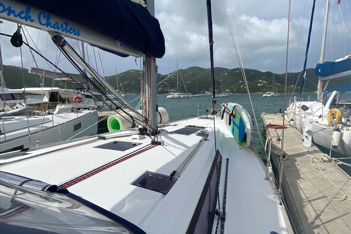 Deck of Spirit of Adventure, a Beneteau 48 sailboat at Road Town, British Virgin Islands