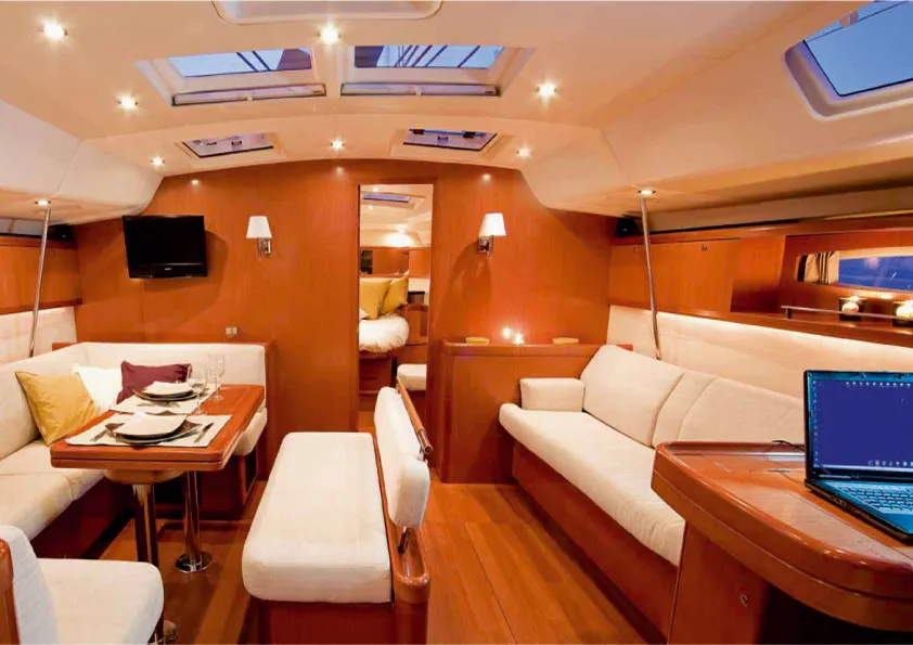 Salon of Altais, a Beneteau Oceanis 54 sailboat at Cagliari, Italy