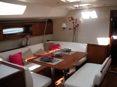 Salon of Altais, a Beneteau Oceanis 54 sailboat at Cagliari, Italy