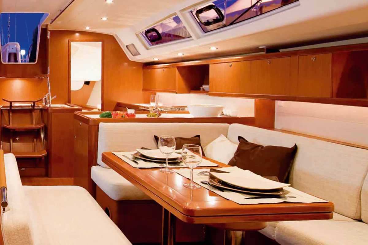 Salon of Altais, a Beneteau Oceanis 54 sailboat at Cagliari, Italy