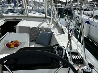 Cockpit of TIDE OF YOUR LIFE, a Beneteau Oceanis 47 sailboat at Split, Croatia