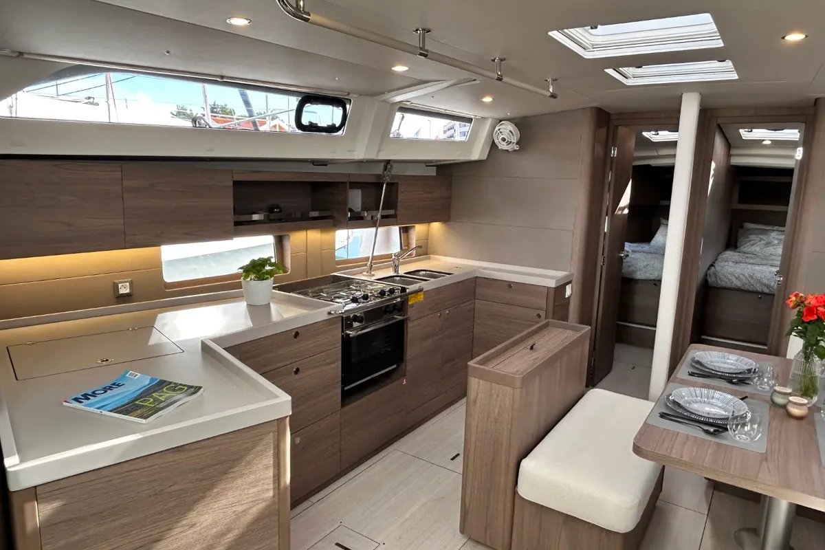 Galley of TIDE OF YOUR LIFE, a Beneteau Oceanis 47 sailboat at Split, Croatia