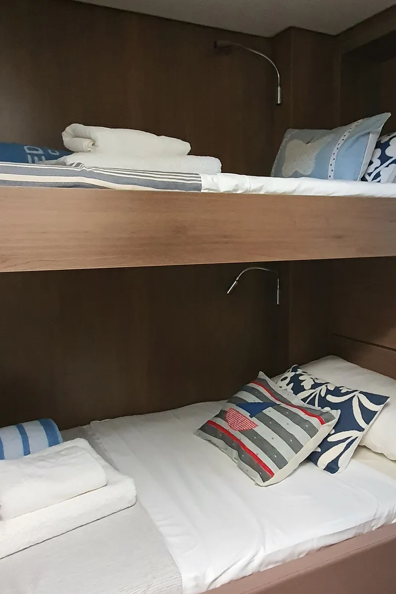Cabin on Nia, a Bali 4.6 catamaran at Sitges, Spain
