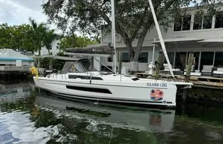 Exterior view of Island Girl, a Dufour 37 sailboat at Central Abaco, Bahamas