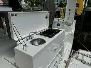 Deck of Island Girl, a Dufour 37 sailboat at Central Abaco, Bahamas