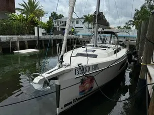 Exterior view of Island Girl, a Dufour 37 sailboat at Central Abaco, Bahamas