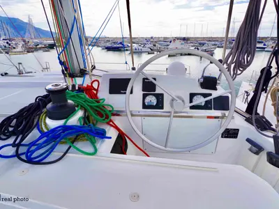 Cockpit of Ferdi - A/C, Generator, Water maker, a Bali 4.2 catamaran at Castellammare di Stabia, Italy