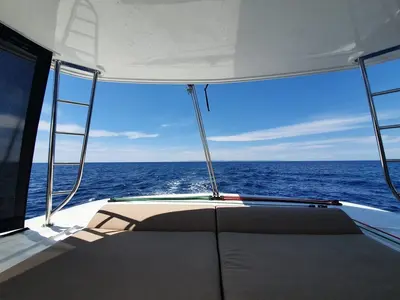 Deck of Seagal, a Lagoon 46 catamaran at Municipal Unit of Lefkada, Greece