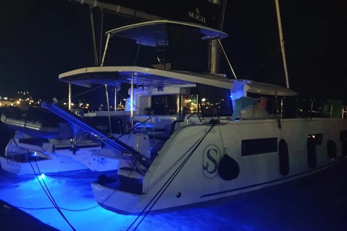 Exterior view of Seagal, a Lagoon 46 catamaran at Municipal Unit of Lefkada, Greece