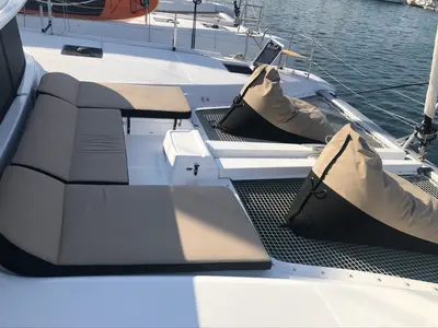 Deck of Seagal, a Lagoon 46 catamaran at Municipal Unit of Lefkada, Greece