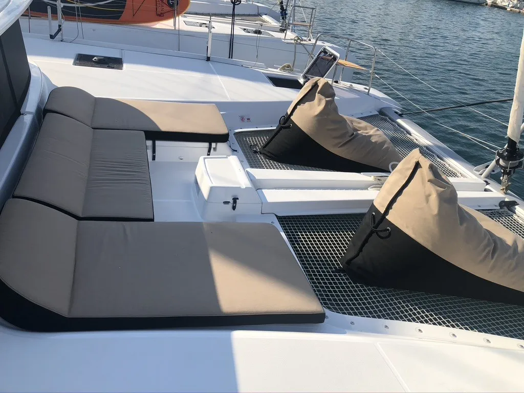 Deck of Seagal, a Lagoon 46 catamaran at Municipal Unit of Lefkada, Greece