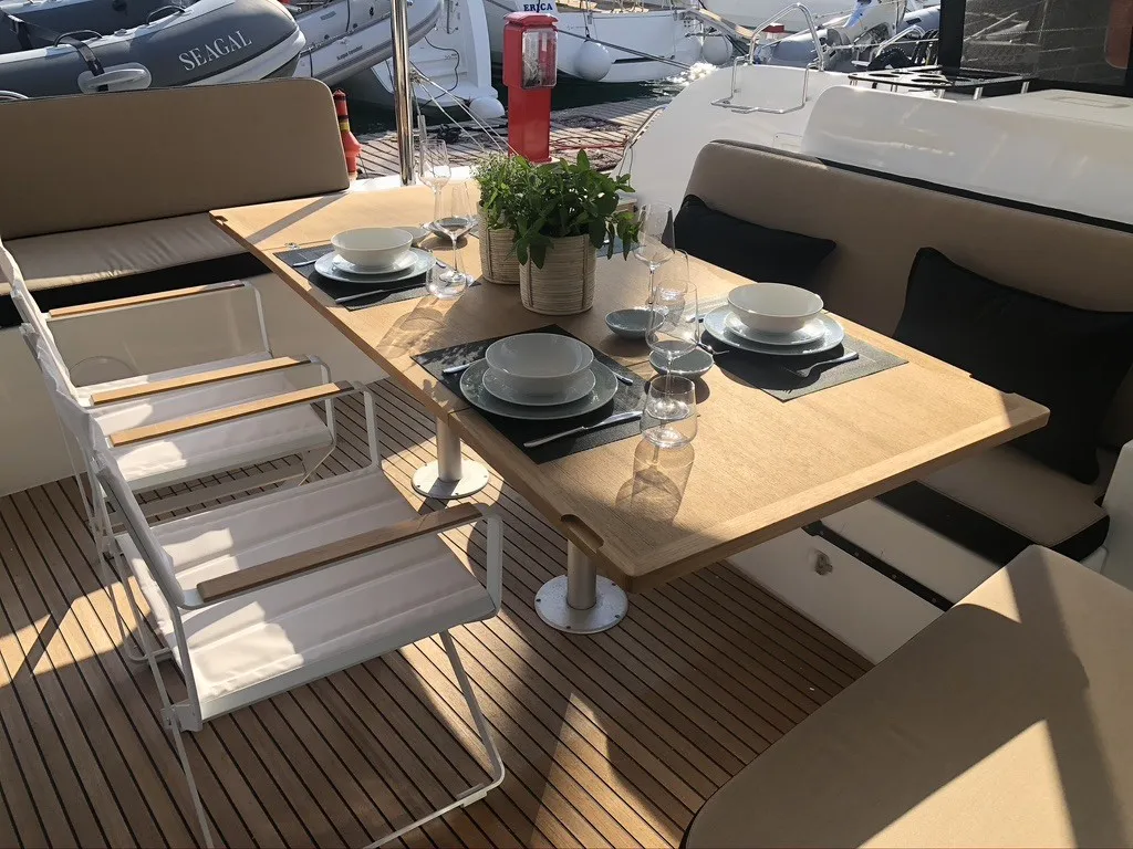 Deck of Seagal, a Lagoon 46 catamaran at Municipal Unit of Lefkada, Greece