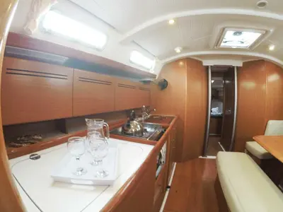 Galley of Zephyros, a Beneteau Cyclades 43.4 sailboat at Municipal Unit of Lefkada, Greece
