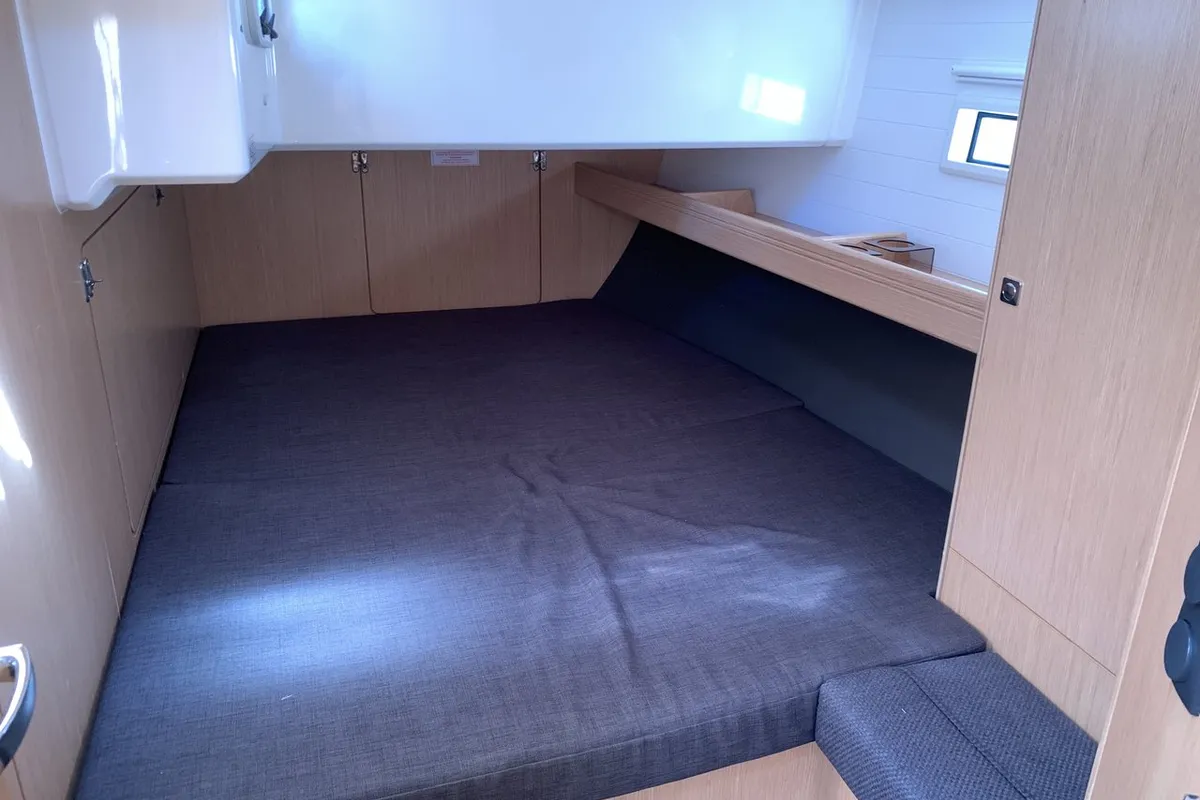 Cabin on Oceanos, a Bavaria Cruiser 46 sailboat at Lavrion, Greece