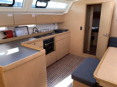 Galley of Oceanos, a Bavaria Cruiser 46 sailboat at Lavrion, Greece