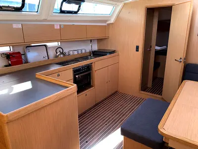 Galley of Oceanos, a Bavaria Cruiser 46 sailboat at Lavrion, Greece