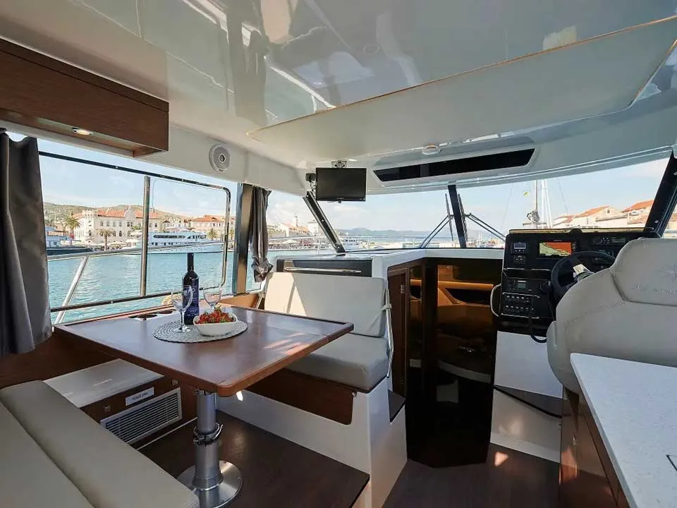 Salon of TG, a Jeanneau Merry Fisher 1095 FLY motorboat at Grad Trogir, Croatia