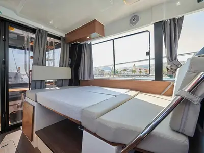 Salon of TG, a Jeanneau Merry Fisher 1095 FLY motorboat at Grad Trogir, Croatia