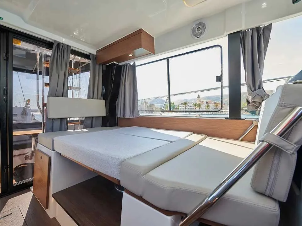 Salon of TG, a Jeanneau Merry Fisher 1095 FLY motorboat at Grad Trogir, Croatia