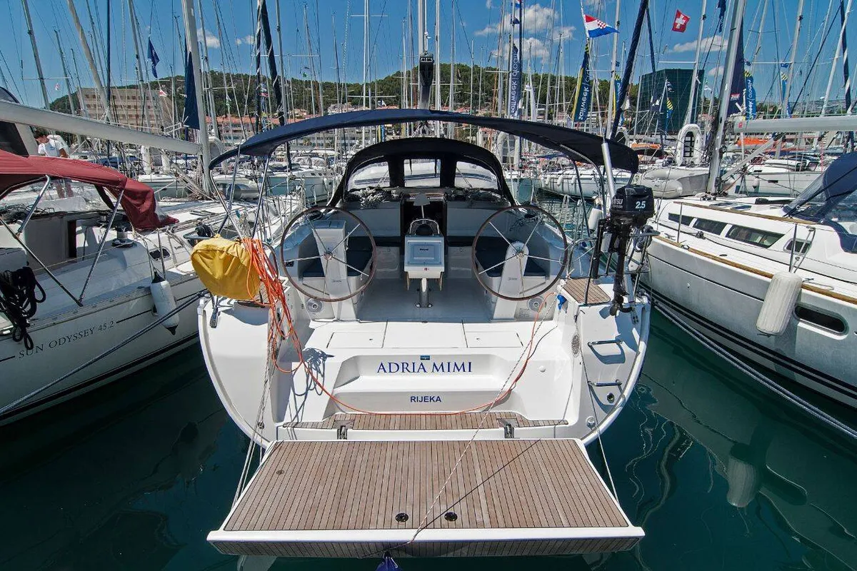 Cockpit of Mimi, a Bavaria Cruiser 46 sailboat at Split, Croatia