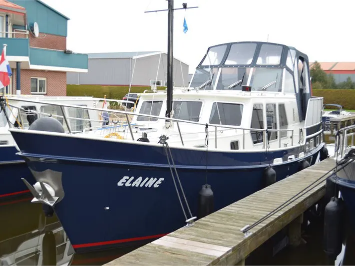 Exterior view of Elaine, a De Drait Kotterjacht 10.7 GL motorboat at Woudsend, Netherlands