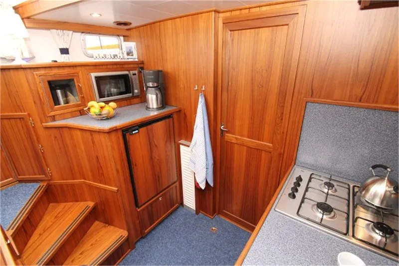 Galley of Elaine, a De Drait Kotterjacht 10.7 GL motorboat at Woudsend, Netherlands
