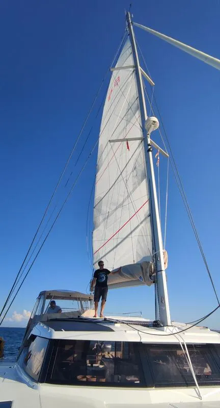 Beyond, a Fountaine Pajot Aura 51 catamaran at Kingstown, Saint Vincent and the Grenadines