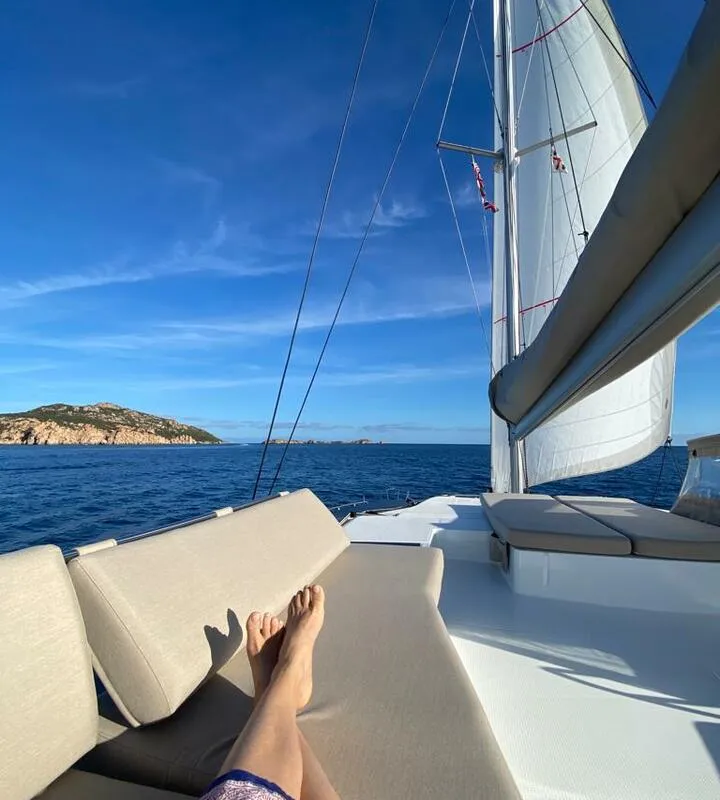 Deck of Beyond, a Fountaine Pajot Aura 51 catamaran at Kingstown, Saint Vincent and the Grenadines