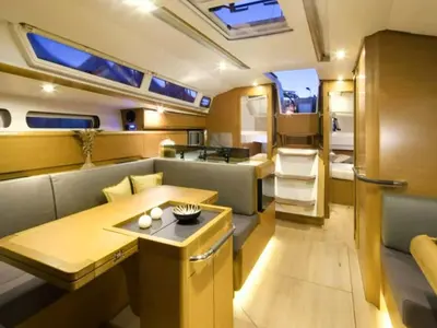 Salon of Sunflower, a Jeanneau Sun Odyssey 45 sailboat at Athens, Greece